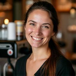 Elena Murphy barista with coffee machine
