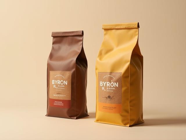 Bag of Byron Blend coffee beans in 250g and 1kg packages